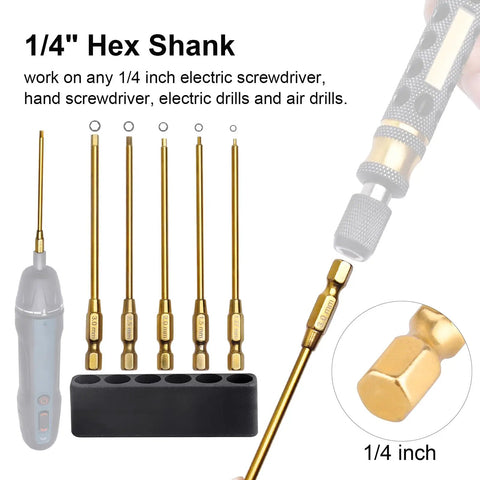 Titanium Quarter Inch RC Hex Driver Bit Set 1.27mm 1.5mm 2.0mm 2.5mm 3.0mm