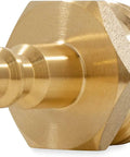 Close-up of Brass Blow Out Plug For RVs, Boats, Campers And Travel Trailers, No Fuss Quick Connect Garden Hose Adapter