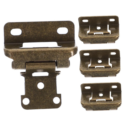 Four Pack Self Closing Cabinet Door Hinges With No Slam Soft Close For Iron Corner Cabinet Doors For Kitchen Wardrobes And Bathroom Furniture Durable Rust Resistant, shown in gold bronze finish.