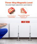 Three-way magnetic level for accurate height adjustment with Dual Action Labor Saving Arm Jacks 2 Pack adjustable lifters.