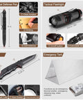 Amazon 238Pcs Emergency Survival Kit with tactical pen, flashlight, knife and emergency tent in MOLLE pouch (4 items)