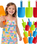 Child holding orange shovel surrounded by 15 Pack 8 Inch Colorful Beach Sand Shovels For Kids Bulk Set Kid Friendly Sand Tools Awesome For Sensory Play Outdoor Digging Sandbox Fun Snow Toddlers And Preschoolers Heavy Duty Plastic Shovels For Indoor Outdoor Use.