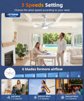 Upgraded 17 Inch Ceiling Fan With Integrated Light Kit And Wireless Remote Featuring Straight Up Quiet Dc Motor Reversible Airflow For Bedroom Kitchen Garage All Season Comfort with three speed settings.