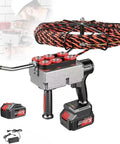 Game Changer Rechargeable Cable Fish Tape Wire Puller For Drywall And Conduits With Stepless Speed Control and rugged six wheel drive with red and black rope.