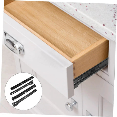 Heavy Duty Under Mount Drawer Slides For Dressers And Cabinets Made From Solid Cold Rolled Steel installed in a white dresser drawer.
