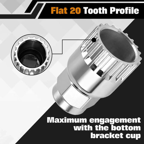 Flat 20-tooth profile of the Beefy 20Cr Steel Bottom Bracket Tool With Anti Drop Device Standard 20 Tooth Extractor Sleeve