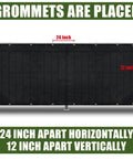 Outdoor Privacy Screen Fence And Mesh Shade Net Cover For 6 Foot By 50 Foot Fences showing grommet placement details