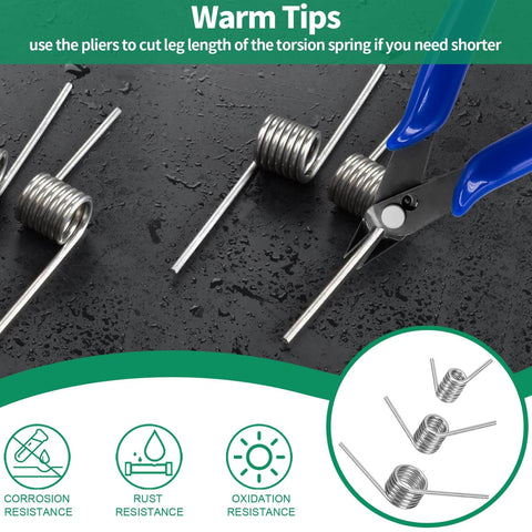 Close-up of pliers cutting torsion spring from All In One Stainless Steel Small Springs Kit With 115 Pieces Includes 45 90 120 Degree Torsion Springs With 6 Lap And 70 Pieces Of Six Size Compression Springs For Home Do It Yourself And Shop Repairs Wire Diameters From 0.5 To 2.5 Mm 29 Sizes.