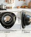 Self Sticking Furniture Caster Wheels Four Pack With Secure Grip Adhesive Pads Slick Rolling Ball Casters For Appliances Toolboxes And Plant Stands Quick Swap Mobility Boost on kitchen countertop with dimensions displayed.