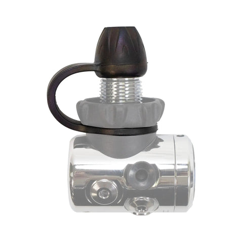 DIN Regulator First Stage Dust Cap Made From Durable EPDM Rubber Protects Scuba Gear From Dust Sand Water And Debris A Must Have For Dive Equipment Maintenance Black shown in use