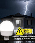 Rechargeable E26 Magnetic Detachable Light Bulb With Remote, Dimmable And Timer, shown outside a house during power outage.