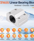 4 Pack SCS16UU Linear Bearing Blocks Precision Pillow Block For 16mm Shafts showing chromed bearings with black inner rings.