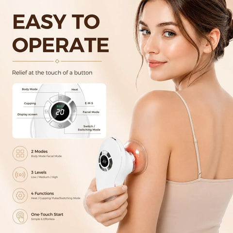 Woman using 4 In 1 Body Sculpting Machine For Cellulite Reduction And Stretch Mark Reduction Anti Cellulite Massage Tool With Lymphatic Drainage