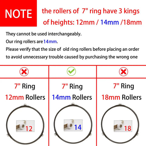 Microwave Glass Turntable Support Ring With Wheels 7 Inch Outer Diameter 6.5 Inch Inner Diameter Wheel Height 0.55 Inch 0.24 Inch Width SPS Plastic High Temp Wear Resistant Antistatic Flame Retardant 2 Pack