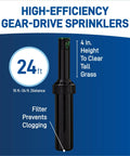 24ft high-efficiency gear-drive sprinkler for 50022 Medium Area One Zone All In One Automatic Watering System, prevents clogging