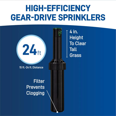 24ft high-efficiency gear-drive sprinkler for 50022 Medium Area One Zone All In One Automatic Watering System, prevents clogging