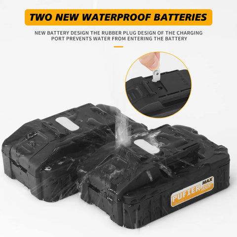 Two waterproof 20V batteries for Cordless Pressure Washer 320 PSI Up To 435 PSI 0.67 GPM Ultra Lightweight Power Cleaner