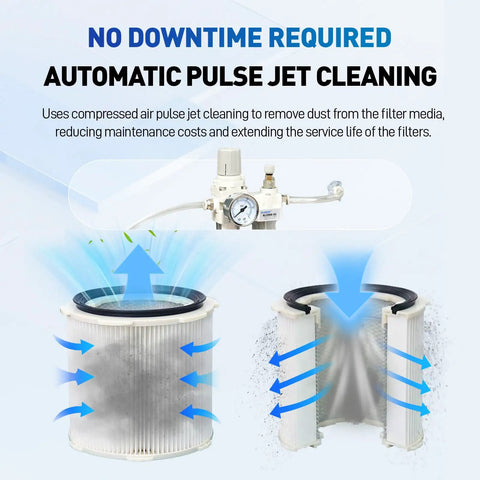 Heavy Duty Laser Fume Extractor With Multi Stage Filtration And Powerful Airflow designed for automatic pulse jet cleaning of filters.