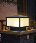 Dope Outdoor Column Lights With Mount Base, aluminum housing on garden pillar, IP65, tempered glass, evening setting