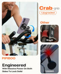 Ride Ready Magnetic Phone Holder Clamp Mount on exercise bike showing 360° rotation and secure grip with 24 N55 magnets