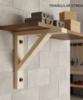 Solid Wood Shelf Bracket For Floating Shelves, Heavy Duty Triangular Wall Mount Support under wooden shelf with boxes