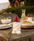 Two Pack Gnome Table Torches For Outdoor Patio And Backyard, Red And White Flame Lanterns With Fiberglass Wicks And Snuffers