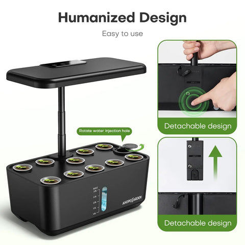 Indoor Hydroponic Garden System With 10 Pod Kit For Herbs And Veggies, LED Grow Light, Countertop Germination Setup, Easy Water Circulation For Fresh Lettuce And Microgreens At Home