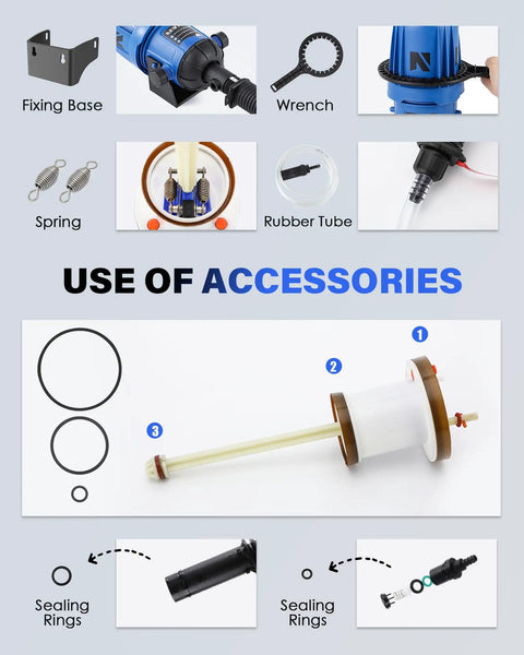Image showing accessories for Water Powered Fertilizer Injector For Drip Irrigation With No Electricity Needed And Adjustable Dosing.
