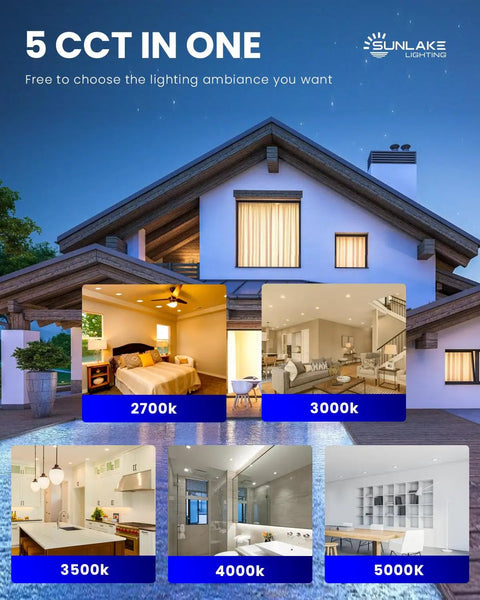 12 Pack 4 Inch LED Recessed Ceiling Lights With Junction Box, 2700K To 5000K Selectable Color Temperature, Ultra Thin, 9W-75W Equivalent, Dimmable 750LM, ETL And Energy Star Certified