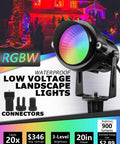 Rgbw Low Voltage Landscape Lights With Remote Control, 12W Led Outdoor Pathway Lighting Kit with colorful lens in garden