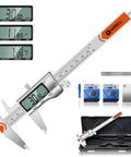 Beefy All Metal Digital Caliper With Extra Batteries And Battery Cover 6 Inch Measuring Tool on display with case and accessories