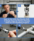 Dang this 4 in 1 Internal Pipe Wrench is a total game changer for serious DIY dudes and pros alike, demonstrating use with an electric drill.