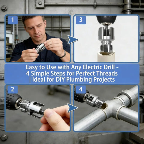 Dang this 4 in 1 Internal Pipe Wrench is a total game changer for serious DIY dudes and pros alike, demonstrating use with an electric drill.