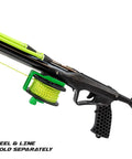 Explorer 75cm Performance Speargun showing handle and attached reel, designed for serious spearfishing and freediving