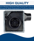 Energy Star Ceiling Or Wall Mount Vent Fan With Roomside Install, 50 CFM, Ultra Quiet 0.5 Sones, internal fan motor view