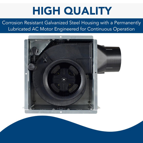Energy Star Ceiling Or Wall Mount Vent Fan With Roomside Install, 50 CFM, Ultra Quiet 0.5 Sones, internal fan motor view