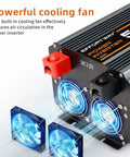 Heavy-Duty 5000W DC 12V To 110V Inverter with cooling fans for off-grid camping and RV use, 10000W peak, LCD display, USB port.