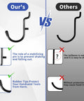 Comparison of stabilizing pin and rubber tips on 196-Piece Extra Thick Quarter Inch Pegboard Hooks Set Heavy Duty Black Metal Pegboard Accessories.