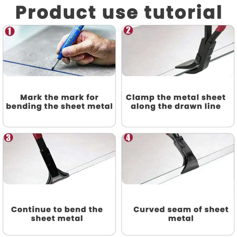 Heavy Duty Sheet Metal Hand Seamer With 180 Degree Straight Head for precise folding and flattening, DIY metalworking tool use tutorial.