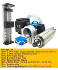 Heavy Duty 2.2KW Water Cooled Spindle Motor Z Axis Slide Stage Kit includes motor, pump, and linear rail for CNC projects.