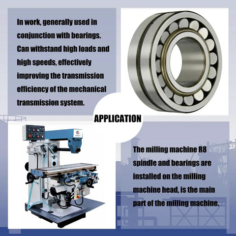 Rock Solid R8 Milling Machine Spindle Shaft With Precision Splines And Heavy Duty Sealed Bearings Complete 545mm Replacement Kit, with bearings and mill.