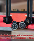 Close-up of premium bearing roller featherboards showcasing independent springs and rubber rollers for accurate wood compression.