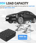 4 Pcs Auto Lift Pads Natural Rubber Jack Stand Blocks 6.375 Inch X 2 Inch Heavy Duty Equipment Supports For Car Garage Service High Stability with high load capacity and a car elevated.