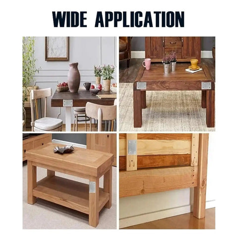 Dang Solid Stainless Steel Mending Plates Set Packs Forty Corner Angle Braces For Furniture Cabinet Wood Repair Featuring Pre Drilled Holes For A Fast Setup displayed on tables and shelves.