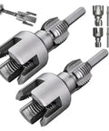 Heavy Duty PVC Pipe Threader Cuts Internal And External Threads With Zero Sweat, Fits Standard Power Drill, metallic tool set.