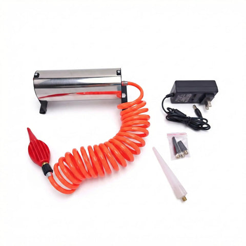 Heavy Duty Electric Air Pump For Air Column Bags Pro Grade Industrial Metal Inflator with nozzles and coiled hose