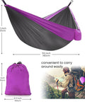 All In One Camping Hammock With Mosquito Net Rain Fly Tarp And Straps Storage Bag Portable Nylon Parachute Hammock, purple, size dimensions shown
