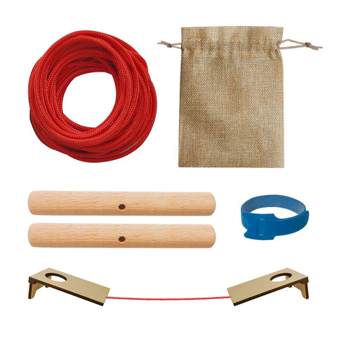 Distance Measuring Tool For Cornhole Boards 27 Feet Setup Easy 3 Step Layout Accurate Yard Game Gauge with rope, wooden sticks and bag
