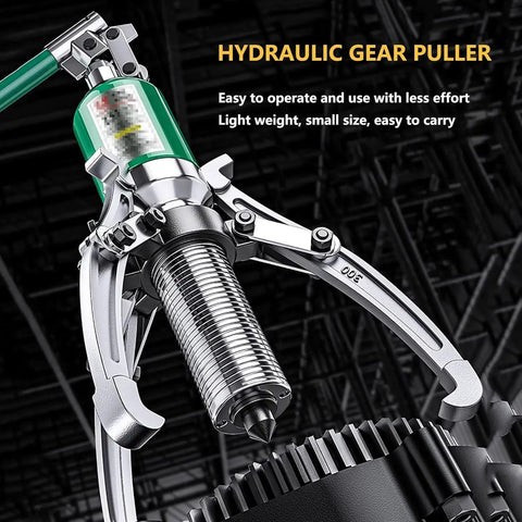 Heavy Duty 20 Ton Hydraulic Gear Puller With 2 Jaw And 3 Jaw Wheel Bearing Separator, 7.8 Inch Max Spread shown in use.