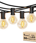 50Ft Led G40 Globe String Lights With 50 Plus 2 Dimmable Edison Bulbs, Shatterproof Outdoor Patio Lights against white background